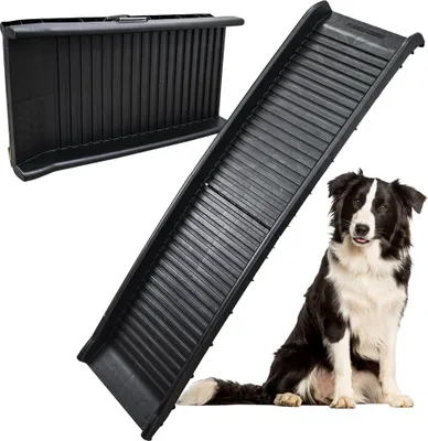 Obrázek produktu pro Plastová rampa pro psy 154 cm skládací pro auto Rampa pro psy Schody pro psy Pomoc při nastupování Nosnost 70 kg petigi