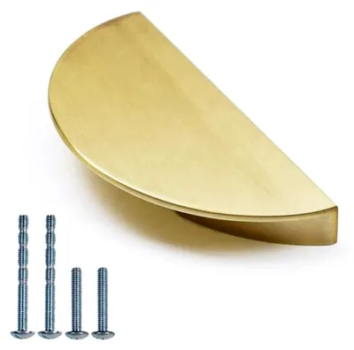 Produktbild von 4 Stück Halbmond-Schubladengriffe aus Messing, 64 mm Lochmitte, gebürstet, goldfarben