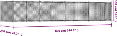 Produktbild von vidaXL Hundezwinger mit Tür Grau 8x2x1,5 m Verzinkter Stahl