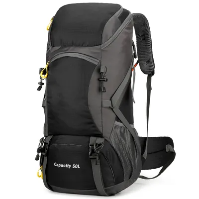 Produktbild von Wanderrucksack 50L Herren Damen Trekkingrucksack mit Regenhülle Reiserucksack Outdoor Wandern Rucksack für Wandern Camping Bergsteigen Reisen Sport,Schwarz