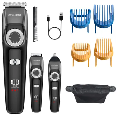 Produktbild von Barberboss Kabelloser Bartschneider für Männer, 3-in-1-Bart, Haar und Nasenschne