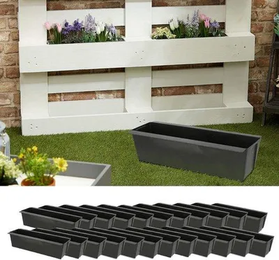Produktbild von Famanu Pflanzenkasten Set von 24 Kunststoff-Pflanzenkästen 38 cm breit für Europaletten