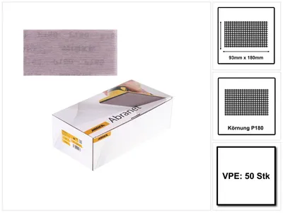 Produktbild von Mirka ABRANET Schleifstreifen Grip 93x180mm P180 50 Stk. ( 5412805018 )