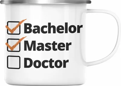 Produktbild von Trendation - Bachelor Geschenk Abschluss Emaille Tasse Spruch Master Graduation Bestanden Prüfung (Silber)