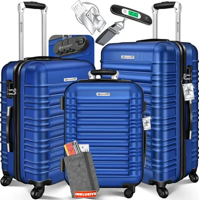 Produktbild von KESSER® 3tlg. Hartschalenkofferset Hartschalenkoffer Reisekoffer Set Reisekofferset Trolley Koffer Inkl. Kofferwaage + Gepäckanhänger Rollkoffer Schloss 4 Rollen ABS-Hartschale Teleskopgriff M-L-XL