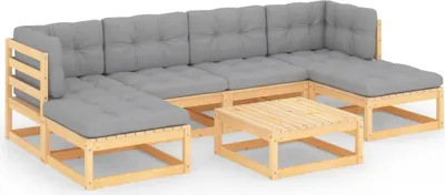 Obrázek produktu pro vidaXL 7dílná zahradní lounge souprava s polštáři Masivní borovicové dřevo