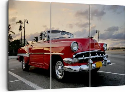 Produktbild von Bild auf Leinwand - Leinwandbild - Auto Kuba Himmel - 165x110cm - Wand Bild - Wanddeko - Leinwanddruck - Bilder - Kunstdruck - Wanddekoration - Leinwand bilder - Wandkunst - CE165x110-0186