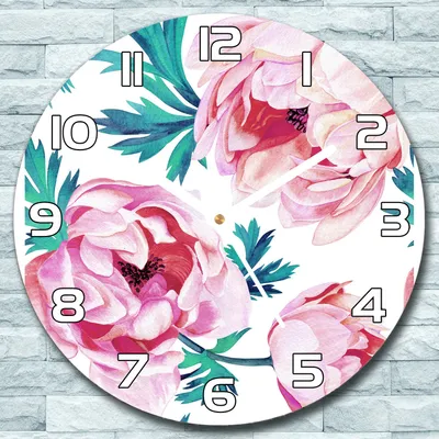 Produktbild von Wanduhr aus Glas Rund fi 30 Rote Mohnblume Quarz Deko Wohnzimmer Büro