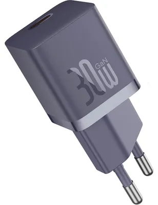 Image de Chargeur rapide Type-C, GaN, 30 W + Câble Type-C, 100 W, 1 m - Baseus (P10110902523-00) - Midnight Purple