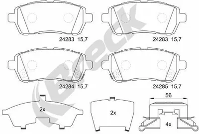 Produktbild von BRECK Bremsbeläge Satz Vorne Bremsklötze für FORD Fiesta Mk6 Schrägheck (JA8, JR8) 24283 00 702 10