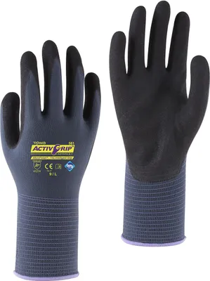 Produktbild von TOWA Montagehandschuhe ActiveGrip Advance blau/schwarz mit MicroFinish® Nitrilbeschichtung  Größe 11 ,  1  Paar