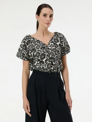 Produktbild von Orsay Schwarze gemusterte Damenbluse 34