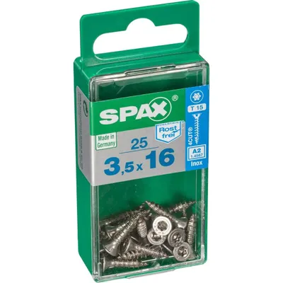 Produktbild von 25er-Pack SPAX Senkkopf-Torxschrauben aus Edelstahl, Durchmesser 3,5 mm x Länge 16 mm