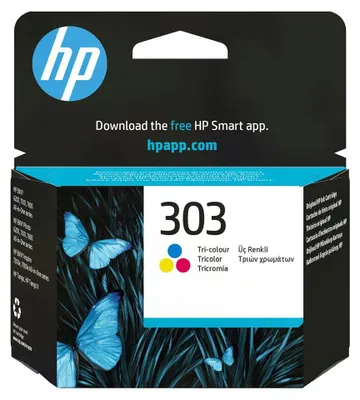 Produktbild von HP 303 Cyan/Magenta/Gelb Original Druckerpatrone, Standard, Cyan, Magenta, Gelb, Tinte auf Farbstoffbasis, 1 Stück(e), 165 Seiten, Einzelpackung