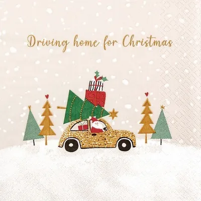 Produktbild von 20 Servietten Driving Home for Xmas - Weihnachtsdeko auf Auto 33x33cm