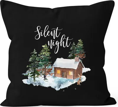 Produktbild von Kissenbezug Weihnachtskissen Weihnachten Winter Schnee Silent Night Christmas Autiga® schwarz 40cm x 40cm