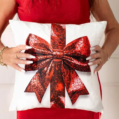 Image de Markizeta Housse de coussin décorative Velours Noeud 40x40 cm Rouge