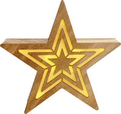 Produktbild von Näve Leuchten LED Weihnachtsdeko "STERN" H: 23cm LED Weihnachtsdeko "STERN" H: 23cm LED Weihnachtsdeko "STERN" H: 23cm, Deko im Landhaus Stil, aus Holz in natur, 24 x 6 x 23 cm, mit LED Platine – für Innenräume – Batteriebetrieb – Timerfunktion – Schiebeschalter