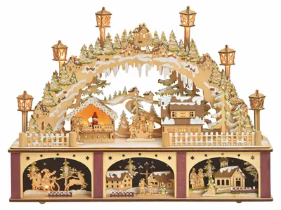 Image de 3.08 Arc décoratif en bois pour Noël, marché de Noël, avec éclairage LED / 2 étages
