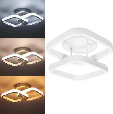 Obrázek produktu pro Neoglint LED stropní světlo černé, čtvercový design, 3barevné světlo pro ložnici, obývací pokoj, předsíň, balkon, schody, chodbu moderní stropní světlo