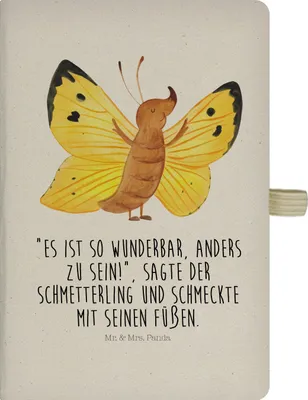 Produktbild von Mr. & Mrs. Panda Journal Schmetterling Zitronenfalter - Transparent - Geschenk, Lustige Sprüche, Notizbuch A5, Tagebuch, Außergewöhnlich, Skizzenbuch, Kladde, Fakt, Liebe