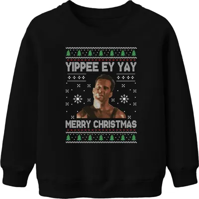 Zdjęcie produktu dla Yippee Ey Yay Wesołych Świąt - Brzydki Sweter Świąteczny Prezent Świąteczny Uni Sweter Świąteczny dla Dzieci, Czarny, 152