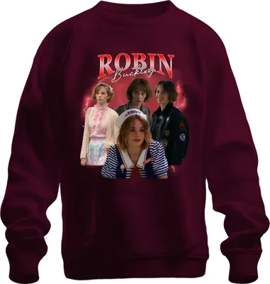Obrázek produktu pro Robin Buckley Stranger 80. léta Retro fanouškovský dárek Vintage 90. léta Bootleg Uni mikina svetr, vínová, S