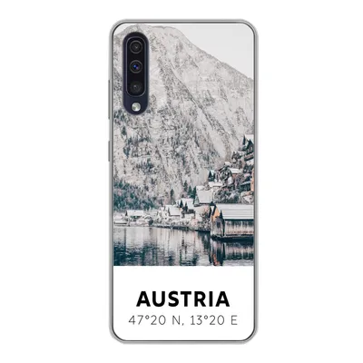 Produktbild von MuchoWow® Handyhülle Schutzhülle Hülle für Samsung Galaxy A30s Österreich - Wasser - Berge - Alpen Silikon Softcase Handy Hülle - Karteninhaber