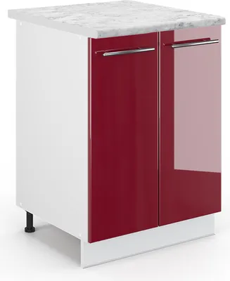 Produktbild von Küchenunterschrank Vicco Fame-Line Bordeaux Hochglanz 60 cm , AP Marmor, Model 45403