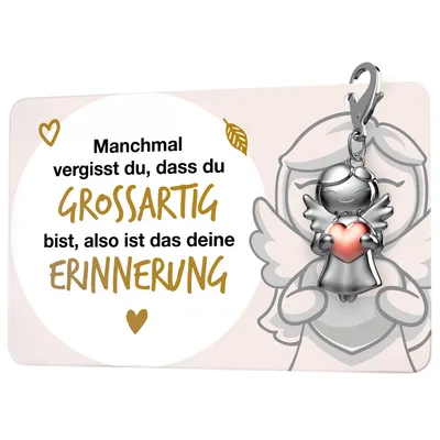 Produktbild von FABACH Beste Freundin Schutzengel Schlüsselanhänger mit Herz und Karte - Engel Glücksbringer mit Kärtchen - Geschenk für Freundinnen oder Kollegin