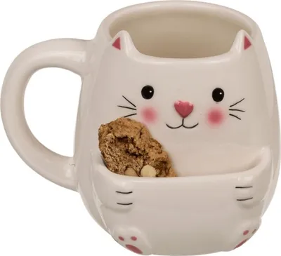 Produktbild von Tasse Katze mit Keksfach Trinkbecher Kaffeetasse Gebäck Keks Kätzchen Becher