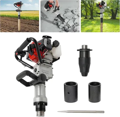 Produktbild von Benzinbetriebener Rüttelhammer - Pfahlrammer - Stangenrammer - Bodenrammer - Stapeldriver - 32,7 ccm 2-Takt-Motor