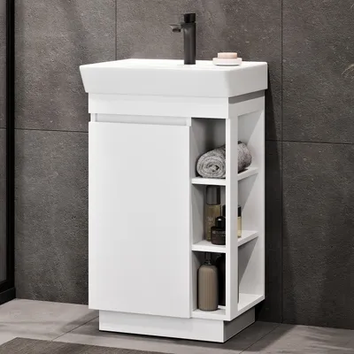 Produktbild von Planetmöbel Badmöbel Set NYX Waschtisch 50 cm Matt Weiß