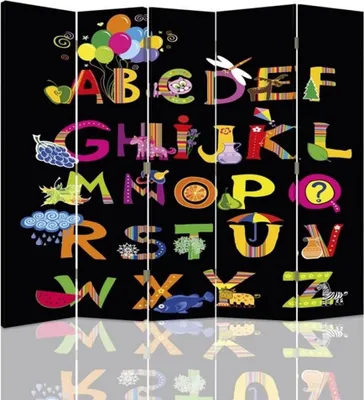 Produktbild von Paravent - Raumteiler Party Time Alphabet - Dekorativer Raumtrennercm. 180x170 (5 x)