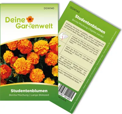 Produktbild von Studentenblumen Bonita Mischung Samen - Tagetes patula - Studentenblumensamen - Blumensamen - Saatgut für 50 Pflanzen