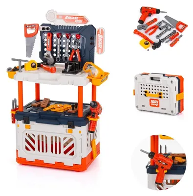 Produktbild von Chipolino 4 in 1 Kinder-Werkbank, 90-teiliges Spielwerkzeugset, Lichteffekte bunt
