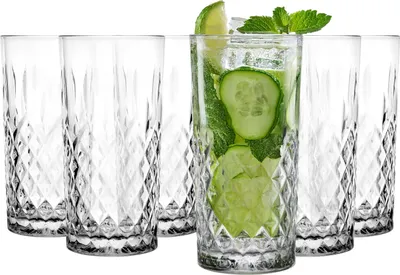 Produktbild von Glasmark Krosno Wassergläser Gläser Trinkgläser Set Longdrink Cocktail Wasser Longdrinkgläser Cocktailgläser Transparent Mit Kristall Effekt 6 x 300ml