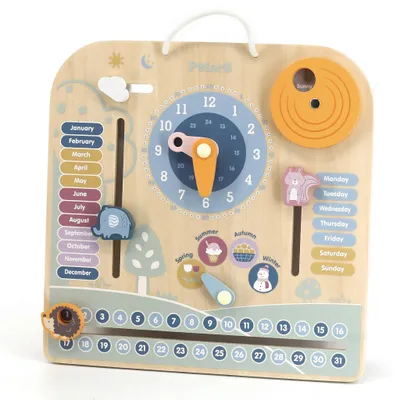 Produktbild von Viga Polarb Holz-Montessori-Kalender und Uhr