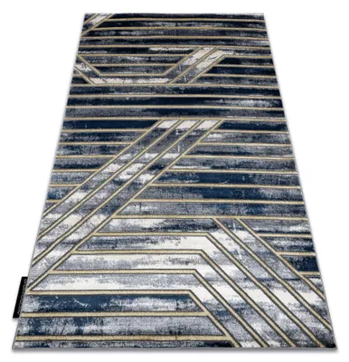Imagen del producto de Alfombra DE LUXE moderna 460 Líneas - Structural oscuro / oro azul 180x270 cm