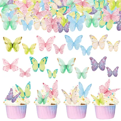 Productafbeelding van Eetbare vlinderdecoraties - 40 stuks - Taartdecoratie - Eerli-0005
