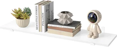 Immagine prodotto di Mensola sospesa da parete - Scaffale con supporti - 21,3 x 80 x 10 cm - Bianco ottico - Capacità di carico: 10 kg