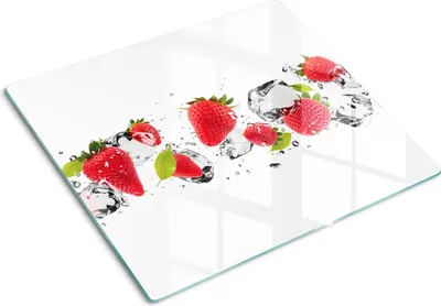 Obrázek produktu pro Kryt varné desky – Kryt na indukční desku – Ochranná skleněná deska – 60x52 cm – Skleněné ochranné desky na sporák –Tvrzené sklo –Jahody a voda