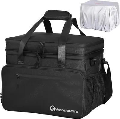 Zdjęcie produktu dla WARMOUNTS Miękka torba chłodząca, izolowana torba 28L na 48 puszek, 2 przegrody, szczelna z pokrywką - camping, turystyka, piknik, 38×30×25cm (czarna)