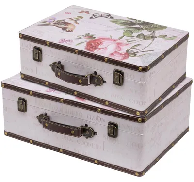 Vintage Holzkoffer mit Rose Design von HMF im Set in verschiedenen Größen