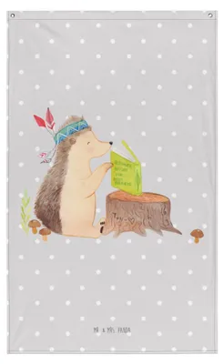 Produktbild von Mr. & Mrs. Panda Wandteppich Igel Federschmuck - Grau Pastell - Geschenk, Wandbild, Gobelin, Wandbehang, Tiere, Tapisserie, Indianer, Camping, Abenteuer, Lagerfeuer