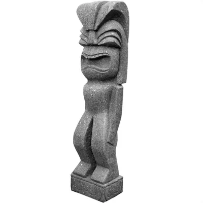 Zdjęcie produktu dla Figurka ogrodowa Tiki Sharif z zielonego kamienia - wysokość x głębokość x szerokość: 150 x 26 x 40 cm