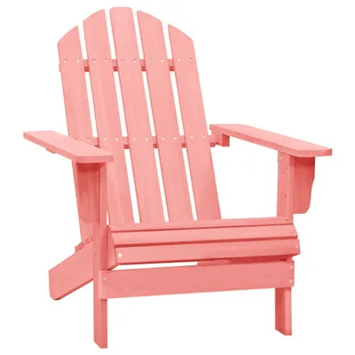 Image de The Living Store Chaise de jardin Adirondack en bois massif de sapin rose