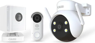 Produktbild von Calex Smart Security Starter-Set, 2K Video-Türklingel + 2K PTZ-Außenkamera + Innenkamera mit Spotlight