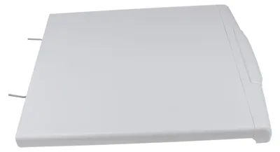 A white appliance lid is shown against a white background.