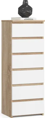 Produktbild von Kommode AKORD CL6 Sonoma-Eiche 40 cm 6 Schubladen Front Weiß B40 x H109 x T35 cm